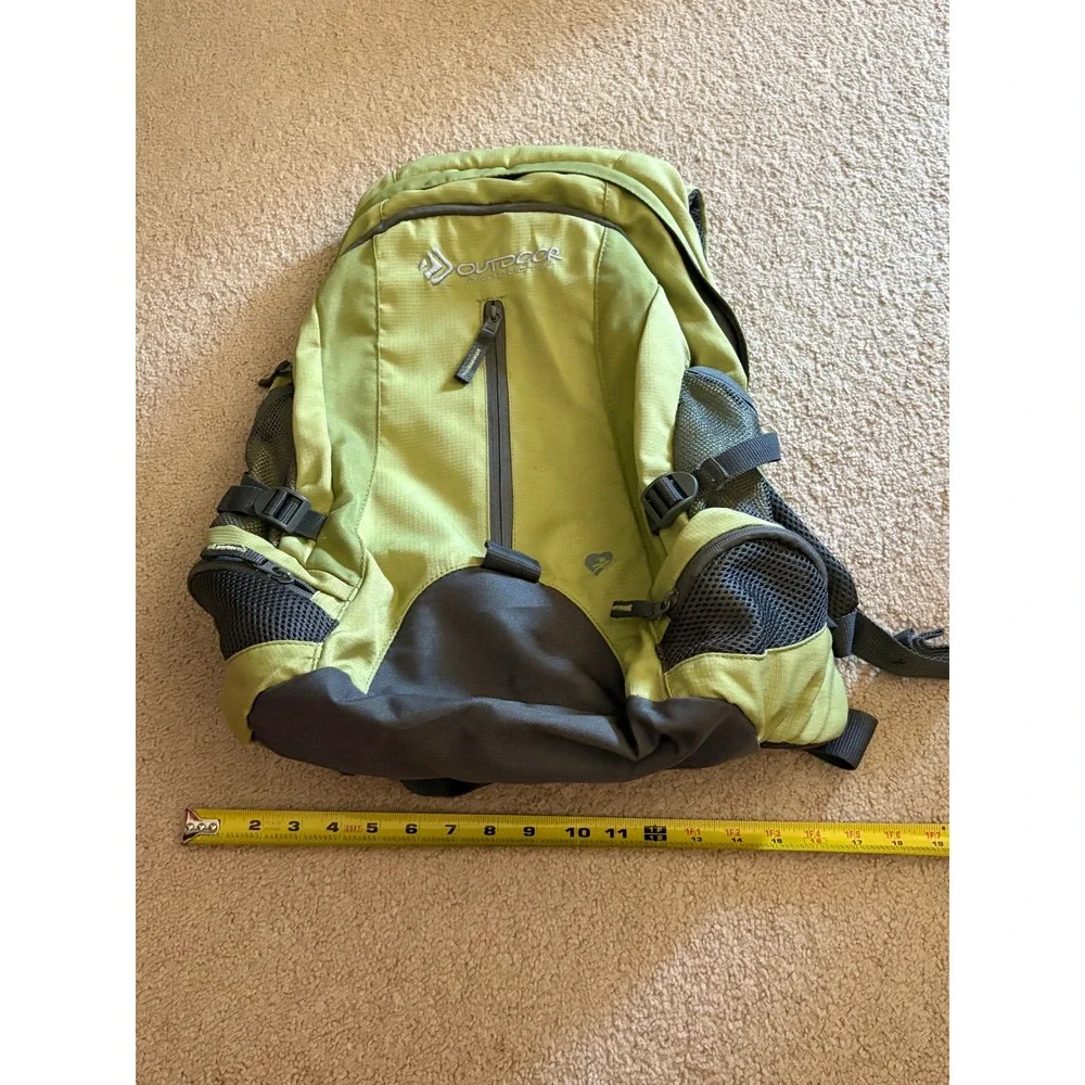 Outdoor Products Backpack Lime Green Ripstop Nylon Hiking School Bag 18in